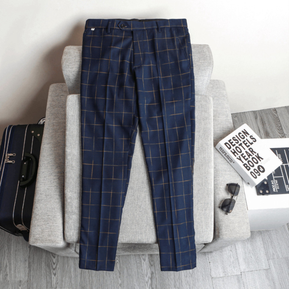 Quần âu cotton kẻ karo dáng slimfit , quần âu tây cao cấp