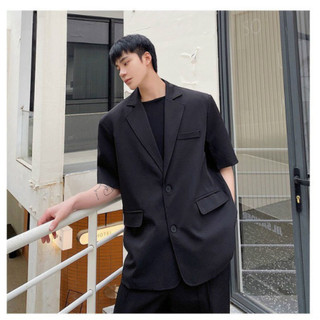 Áo Blazer tay bó ngắn Nam ngày hè 2 Lớp thiết kế Vest Nam Bigsize Rộng Tay Lỡ