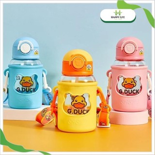 Bình giữ nhiệt cute cho bé, bình nước giữ nhiệt mini có ống hút cao cấp 500ml G.Duck - Happy Life 4U