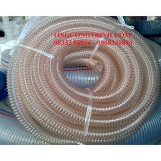 Ống hút bụi pu lõi đồng D50 mm và 60mm thông gió Lõi thép lò xo siêu bền nhựa PVC trong suốt co giãn