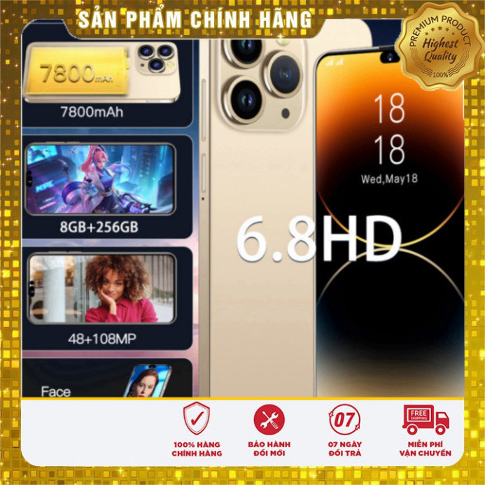 I14 Pro Max Điện Thoại Thông Minh 6.8 Inch 256GB 7800MAh Celulares Android 12 5G Dual Sim Mở Khóa ĐTDĐ