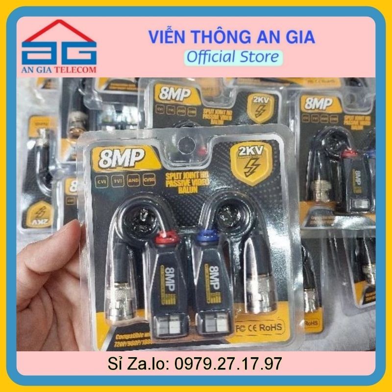 Balun 8mp bấm chống sét cho camera CVI/TVI/AHD/Analog
