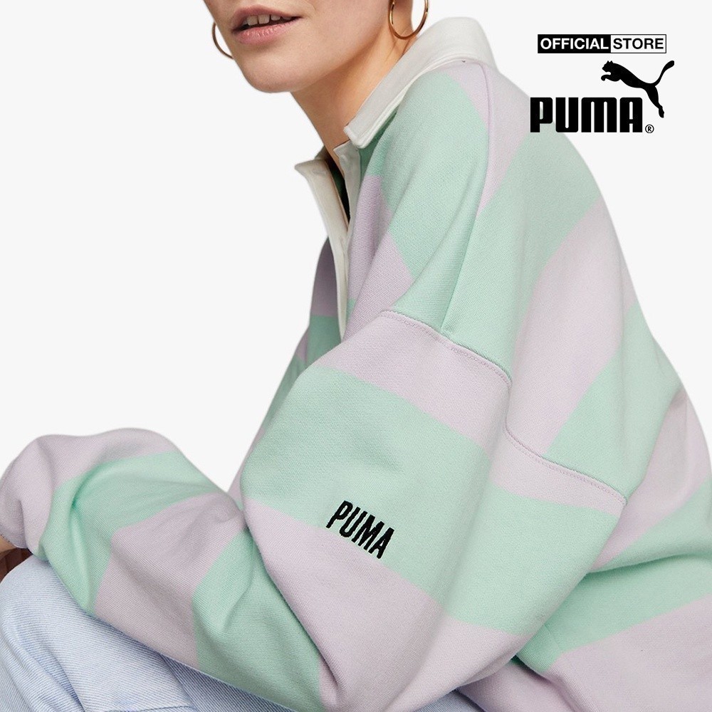 PUMA - Áo polo nữ tay dài phối sọc SWxP Striped 535739-98