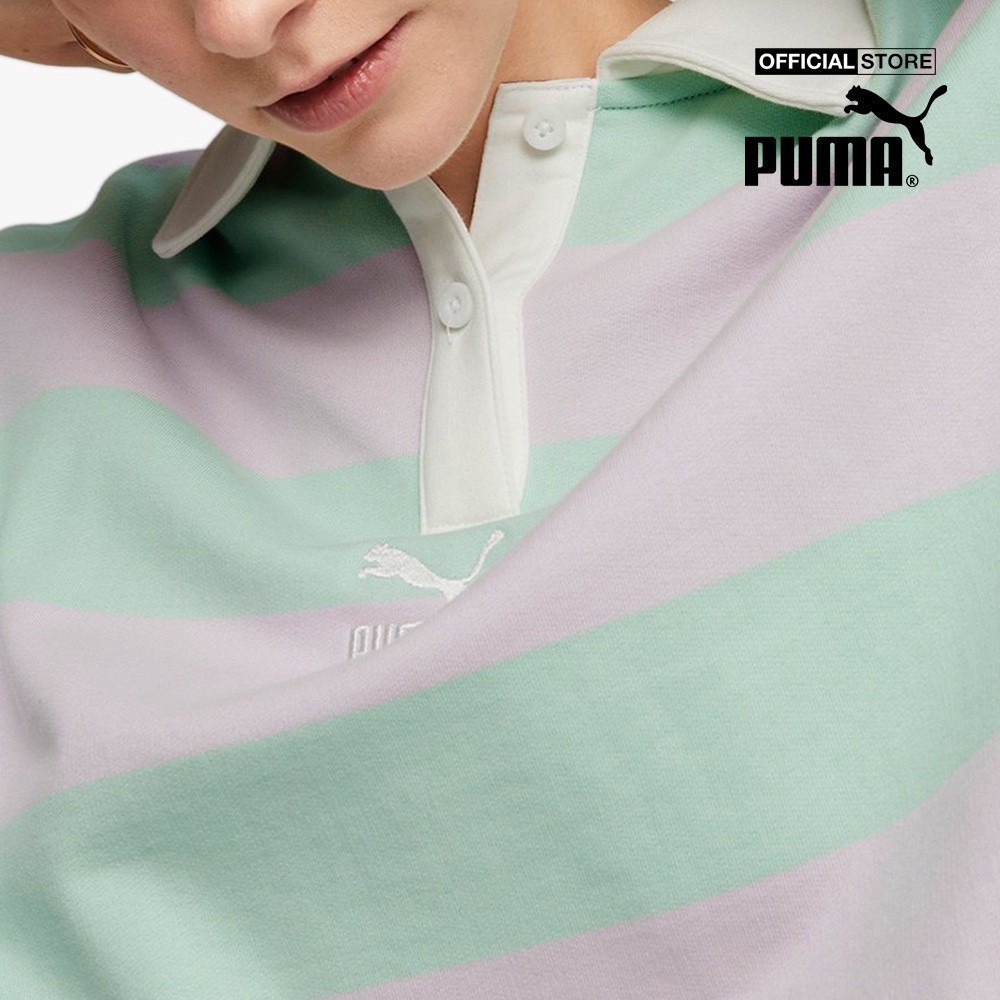 PUMA - Áo polo nữ tay dài phối sọc SWxP Striped 535739-98