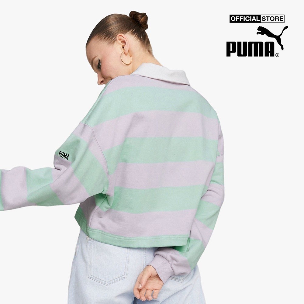 PUMA - Áo polo nữ tay dài phối sọc SWxP Striped 535739-98