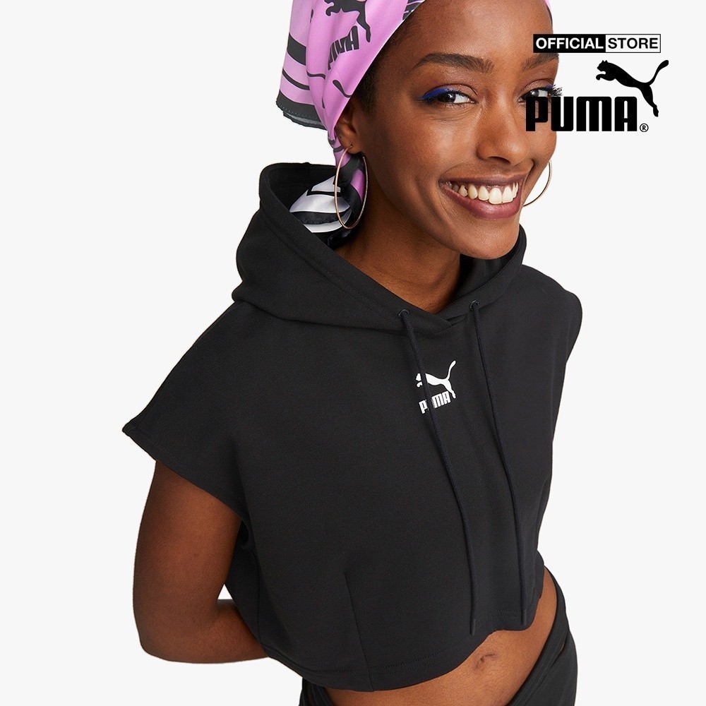 PUMA - Áo hoodie nữ sát nách Dare To Hooded Cropped Vest 535624-01