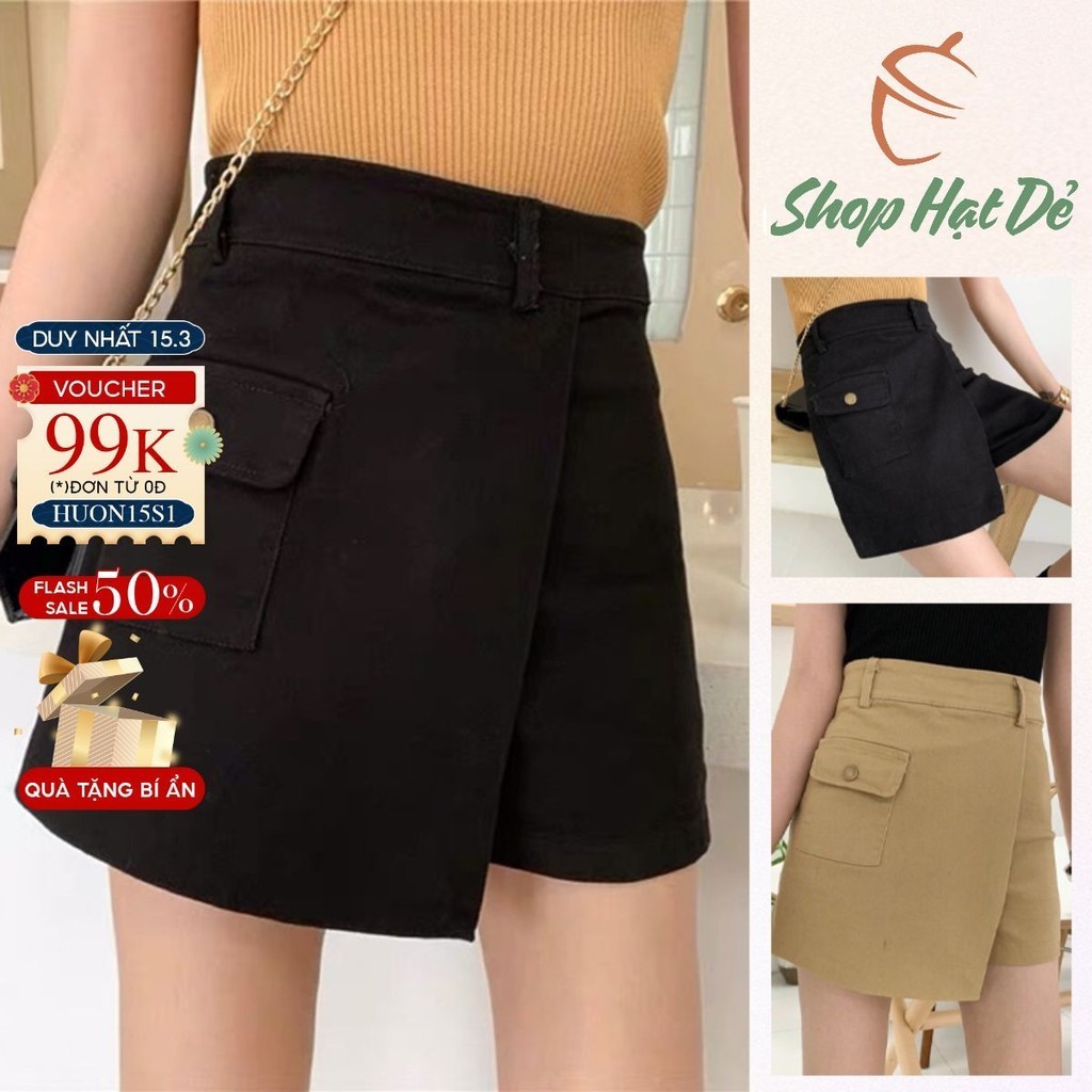 Quần short jeans nữ giả váy cạp cao, quần giả váy ngắn chữ a dáng ôm hot trend 2023 Shop Hạt Dẻ