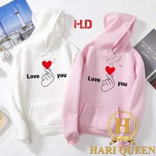 Áo hoodie tay búng tim love you hda1019