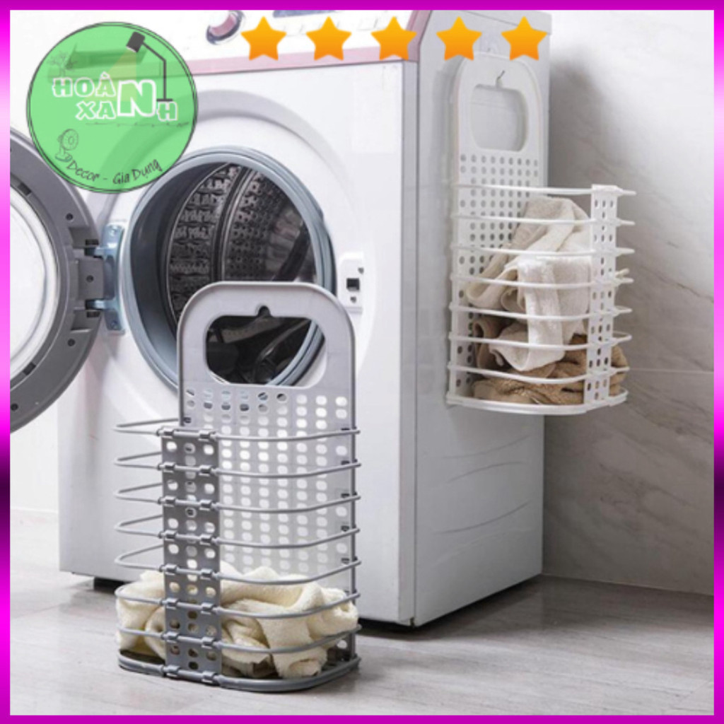Giỏ Đựng áo quần gấp gọn dán ốp tường tặng kèm miếng dán siêu chắc