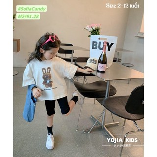 Bộ Mia Kids áo cotton in thỏ phối quần legging đen size 2-12y