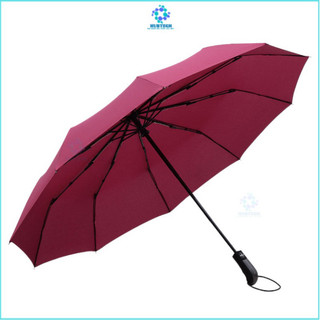 Ô Dù bấm tự động bật mở, tự động gấp gọn 2 chiều (loại siêu cứng 10 nan, tay cầm cán cong)