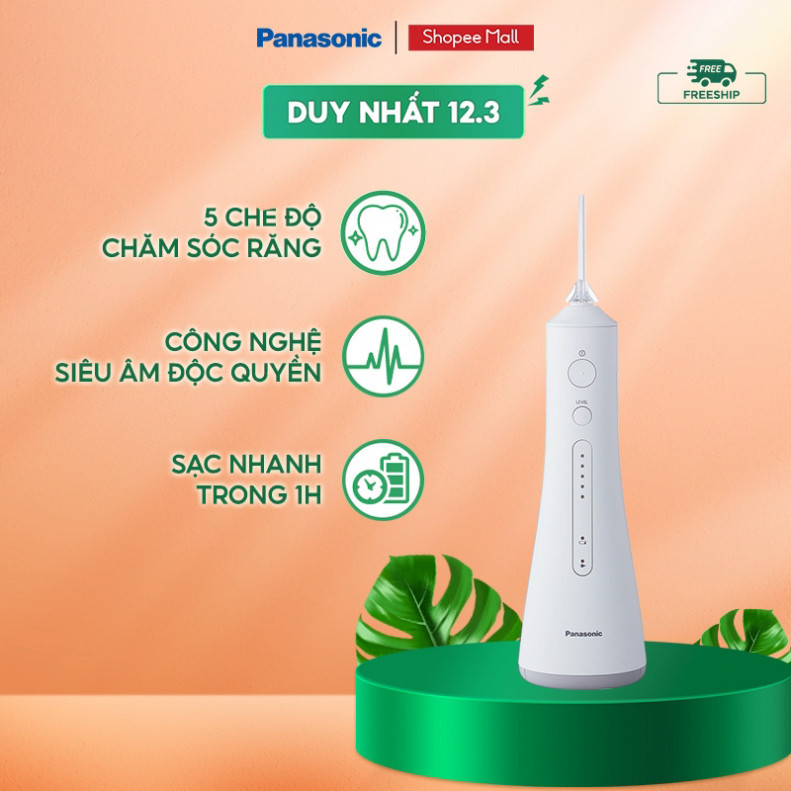 Máy Tăm Nước Cầm Tay Panasonic Công Nghệ Siêu Âm EW1511 - Làm Sạch Răng Nướu )