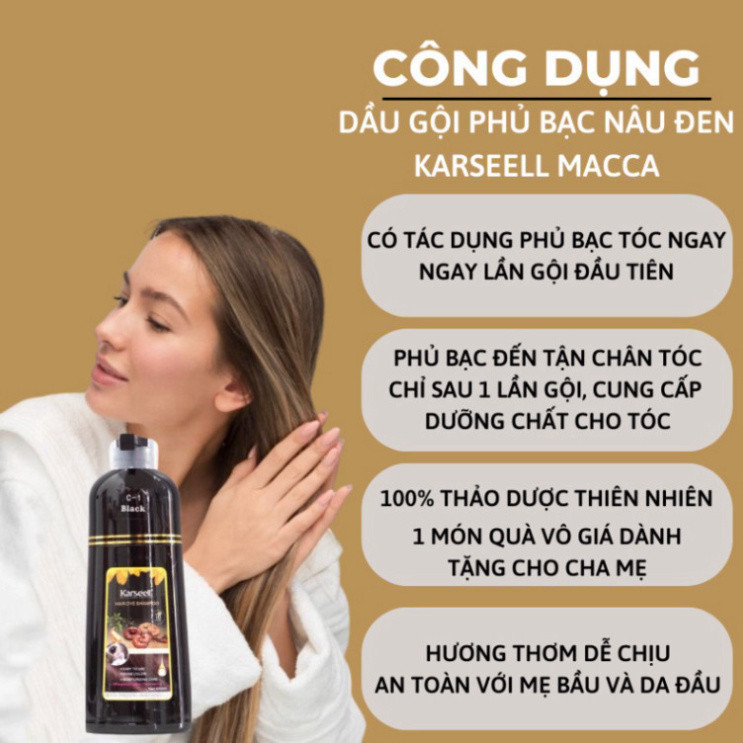 Dầu Gội Phủ Bạc KARSEELL, Phủ Bạc Đen Tóc, Nâu Tóc Từ Lần Gội Đầu Tiên