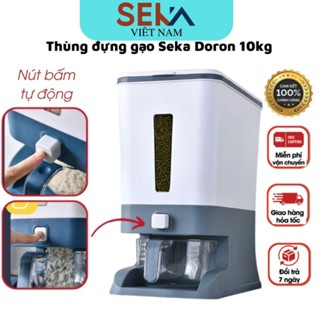 Thùng Đựng Gạo Thông Minh Cho Gia Đình Có Cốc Đong Gạo Nút Bấm Tự Động Tiện Lợi Bảo Quản Gạo Sạch Chống Ẩm Mốc