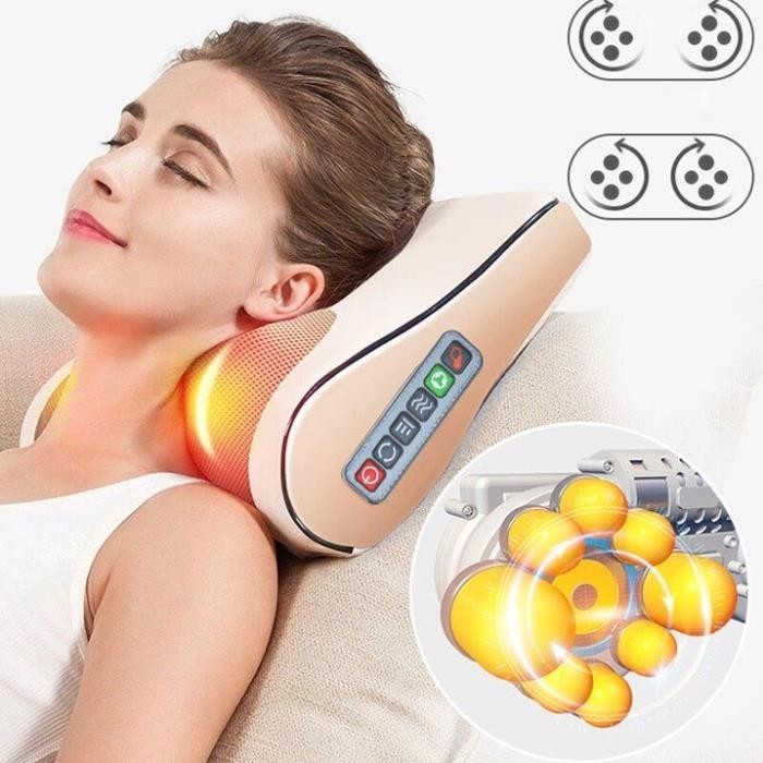 Gối Massage Cổ Vai Gáy SEKA MS20 Hồng Ngoại 20 Bi Thế Hệ Mới Màu Trắng Kem Bảo Hành Chính hãng 12 Tháng