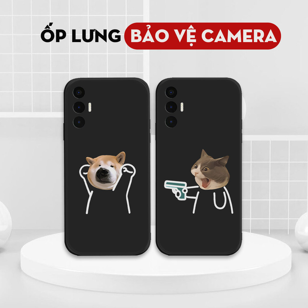 Ốp lưng TPU Tecno Pova 3 hình chó mèo ngộ nghĩnh cute