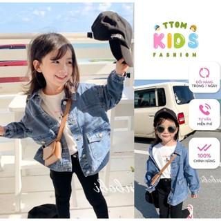 Áo khoác jeans bò cho bé gái bé trai xuân hè form rộng màu xanh từ 10kg - 30kg phong cách Hàn Quốc 2024 Ttom.kids