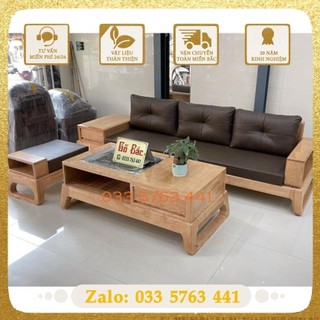 Ảnh thực tế sofa 3 món chân quỳ gỗ sồi nga màu tự nhiên giá rẻ tại xưởng - ghế sofa phòng khách