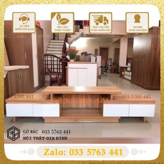 Kệ tivi thông minh rút 2 đầu kích thước dài 1m6 kéo ra được 2m4 gỗ MDF phủ melamine