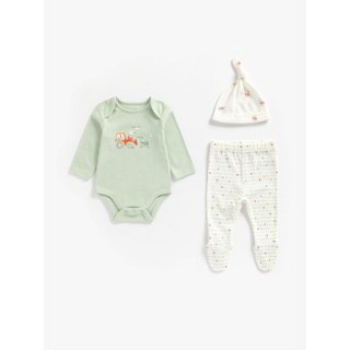 MOTHERCARE - Set Gồm Bodysuit, Quần Legging Và Mũ Thóp Màu Xanh Bé Trai