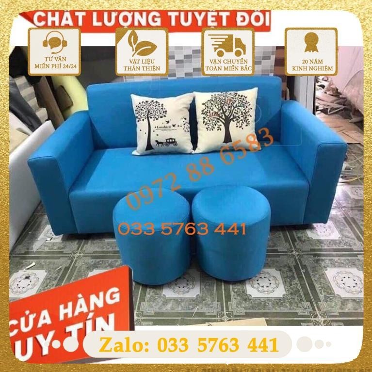 Ảnh thật sofa văng tay vuông nỉ hiện đại - ghế sofa ghees sofa ghế sôfa