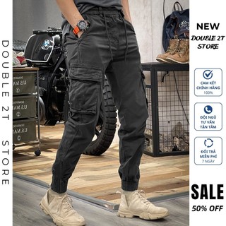 Quần Jogger Nam - JG3 Quần Jogger Nam Kaki Túi Hộp Thiết Kế Lưng Thun Cao Cấp 4 Màu Đen Ghi Than Rêu MQ LUXURY Double 2T