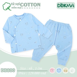 Bộ cài lệch sơ sinh dài tay chất cotton mã db800 size nb - 3m