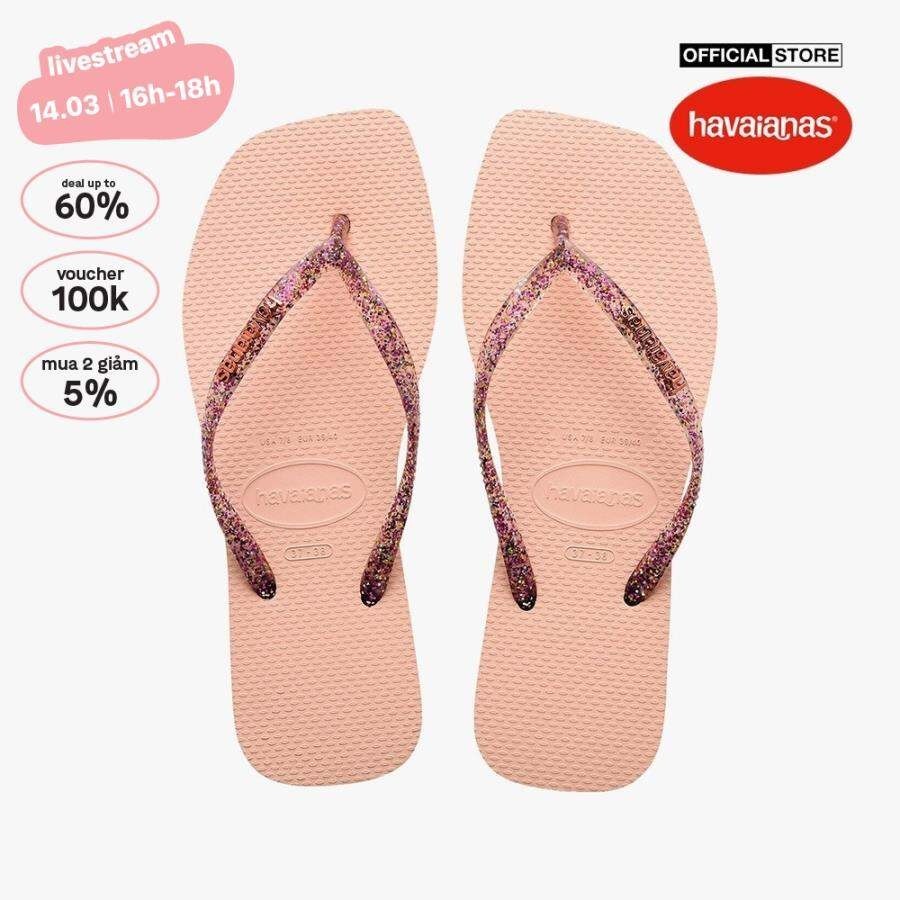 HAVAIANAS - Dép kẹp nữ Slim Square Logo Metallic 4148257-0076