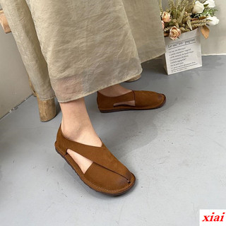 Phong cách retro baotou sandal nữ xuân hè 2024 phong cách mới thường ngày mori nữ handmade giày đế mềm slip-on giày nữ