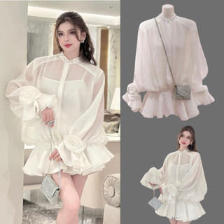 Váy Sơ Mi Cổ Ngọc Bánh Bèo MELLYSTORE Váy Bánh Bèo Chất Liệu Tơ Nến Cao Cấp Đẹp Quyến Rũ ,Sang Trọng - Đầm Thiết Kế 18
