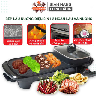 Bếp lẩu nướng 2in1 đa năng cao cấp dài,nồi lẩu kiêm nướng công suất 1300w,bề mặt tráng men chống dính, bảo hành 12 tháng