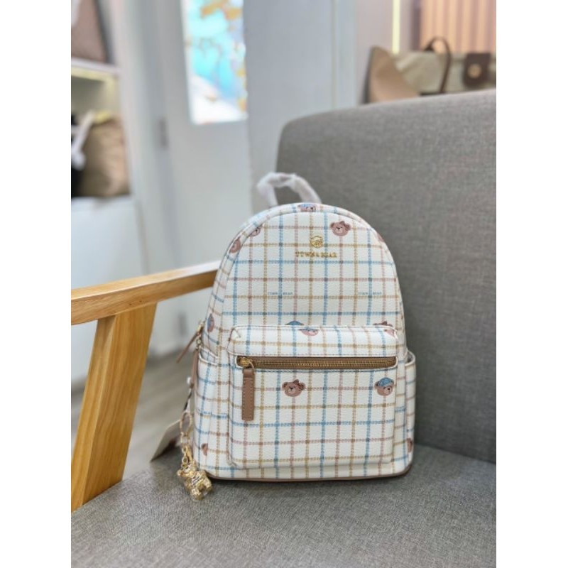 Balo sọc trắng fullsize S M L họa tiết gấu TTWN BEAR chính hãng