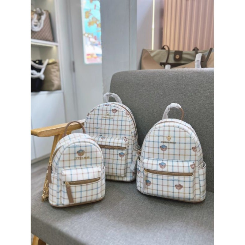 Balo sọc trắng fullsize S M L họa tiết gấu TTWN BEAR chính hãng