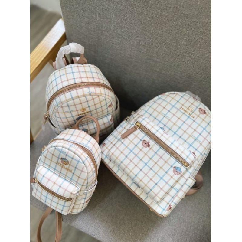 Balo sọc trắng fullsize S M L họa tiết gấu TTWN BEAR chính hãng