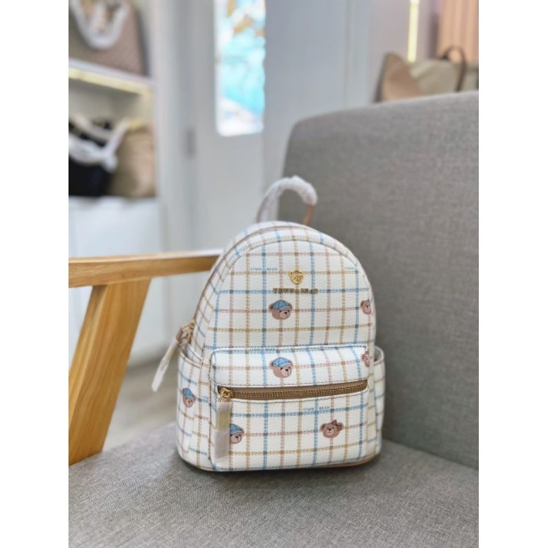 Balo sọc trắng fullsize S M L họa tiết gấu TTWN BEAR chính hãng
