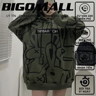 Áo Hoodie Not Rabbit Hình Thỏ In Kín Thân Trước Sau - Áo Hoodie nam nữ unisex freesize form rộng 65kg basic BIGOMALL