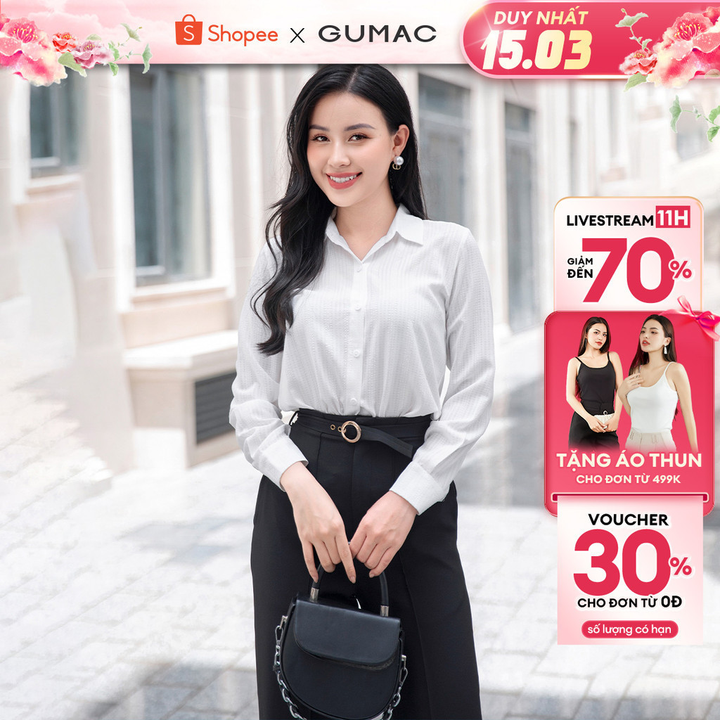 Áo sơ mi nữ GUMAC AD09003 tay dài dáng suông cơ bản