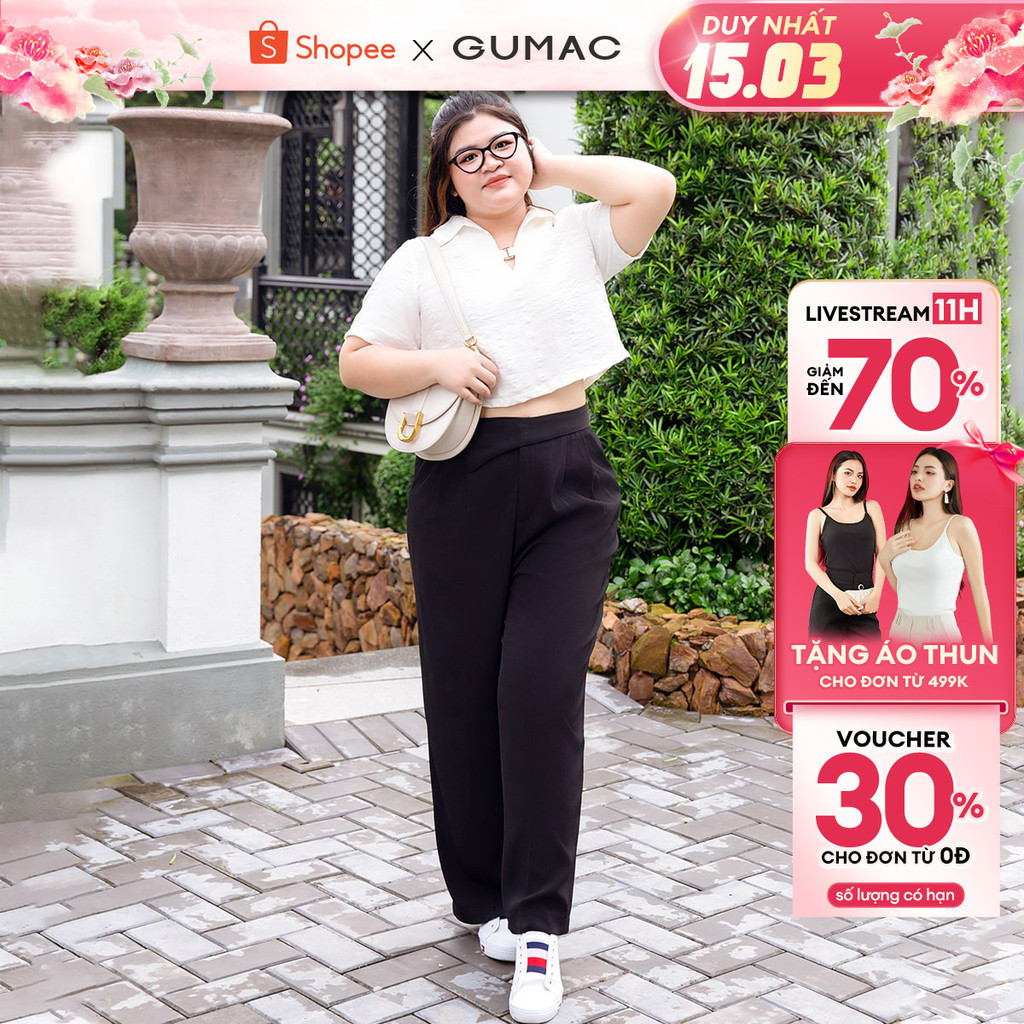 [Có size đến 85kg] Quần tây suông bigsize xếp ly thời trang GUMAC QD10054