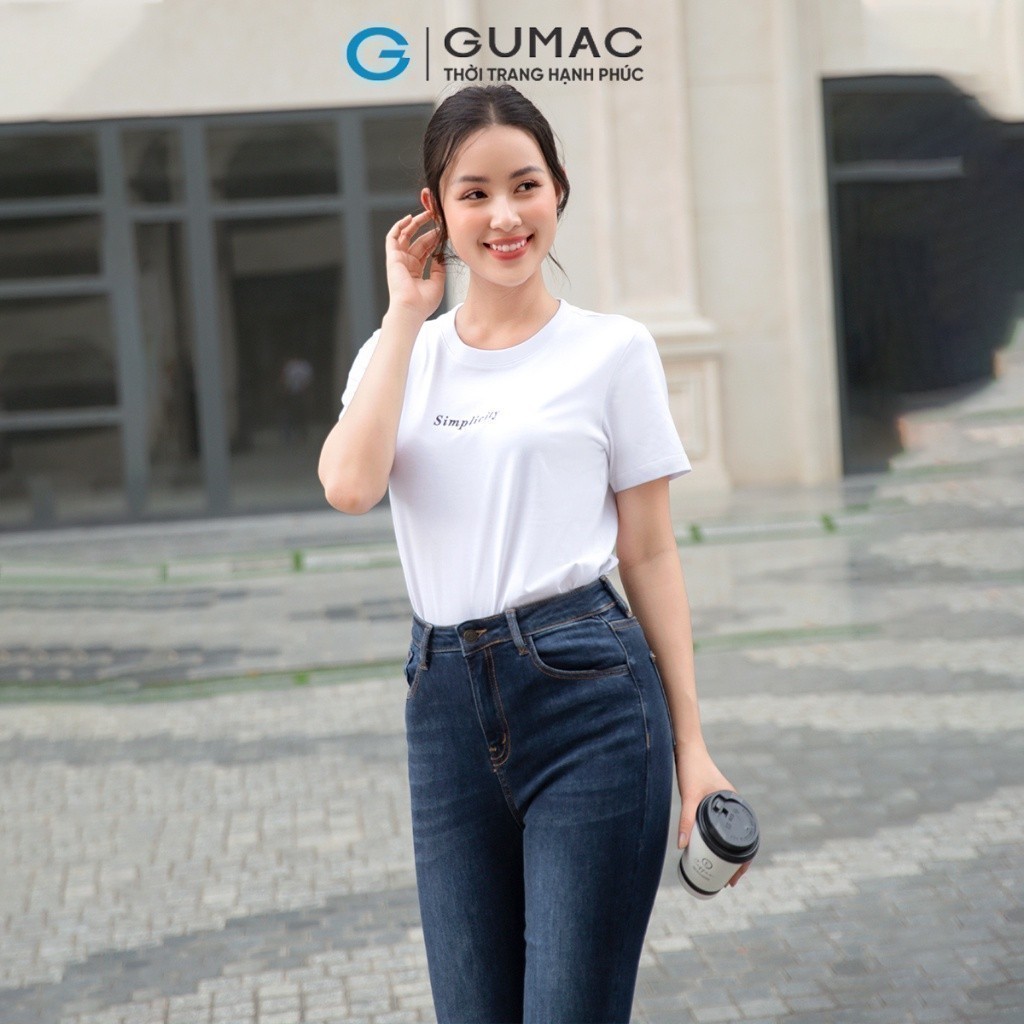 Quần jeans nữ dáng skinny GUMAC QJD09041 lưng cao có túi đính phụ kiện trang trí
