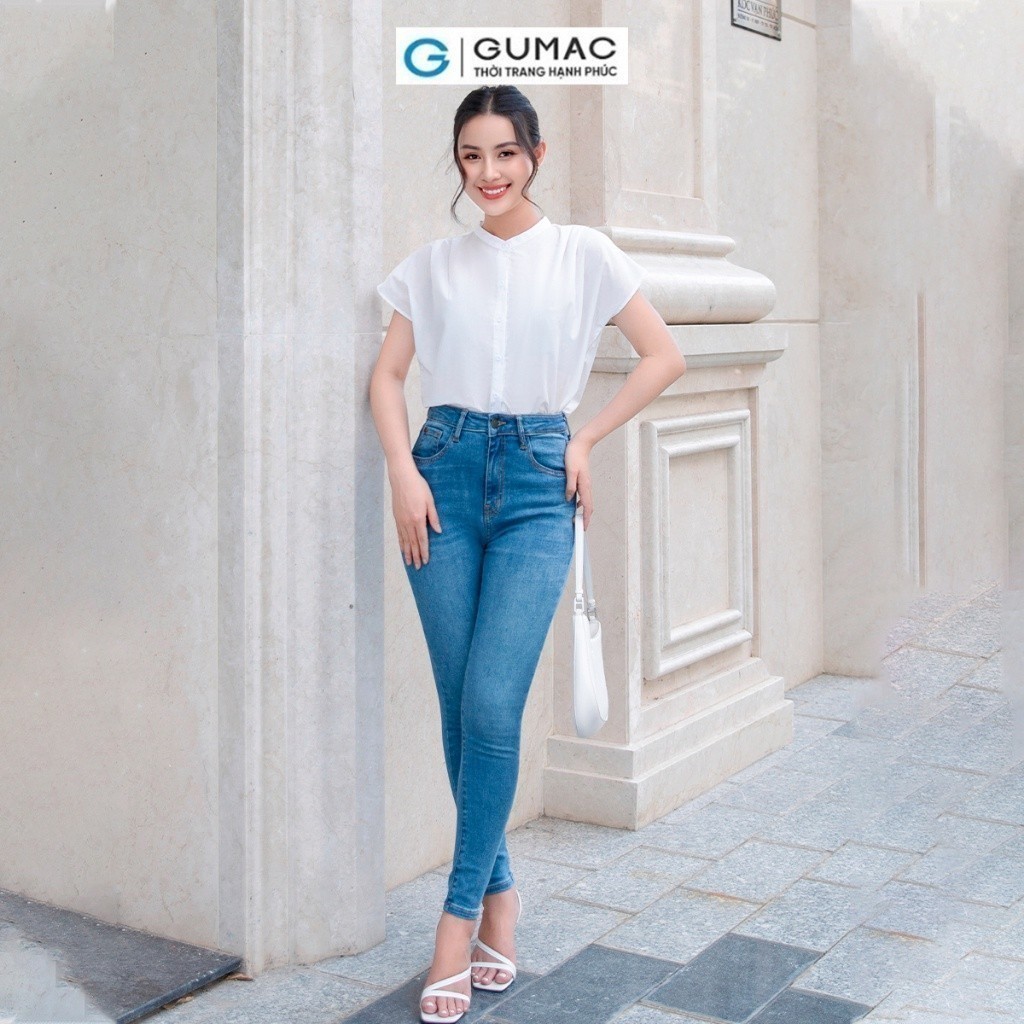 Quần jeans nữ dáng skinny GUMAC QJD09041 lưng cao có túi đính phụ kiện trang trí