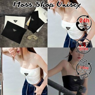 Áo ống logo tam giác nổi Bra MOSSHOPUNISEX - Áo thun borip dáng ngắn croptop nữ phong cách hàn quốc
