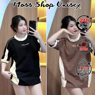 Áo Thun Althought Thêu chữ phối viền chất cotton mềm cotton mát Form Rộng Tay Lỡ Unisex MOSSSHOPUNISE
