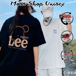 Áo thun unisex nam nữ form rộng tay lỡ phông teen cổ tròn MẶT GẤU LEE chất cotton giá rẻ basic nhiều màu MOSSSHOPUNISEX