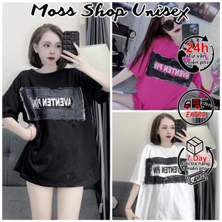 Áo Phông Tay Lỡ Chữ AVENTEN PIN Pha Bò Rách Unisex Nam Nữ MOSSSHOP - Áo phông nam nữ phong cách hàn quốc ulzzang 