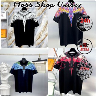 Áo thun tay lỡ unisex cánh chim BURLON hoạ tiết MOSSSHOP - Áo phông nam nữ phong cách hàn quốc freesize form rộng 65kg