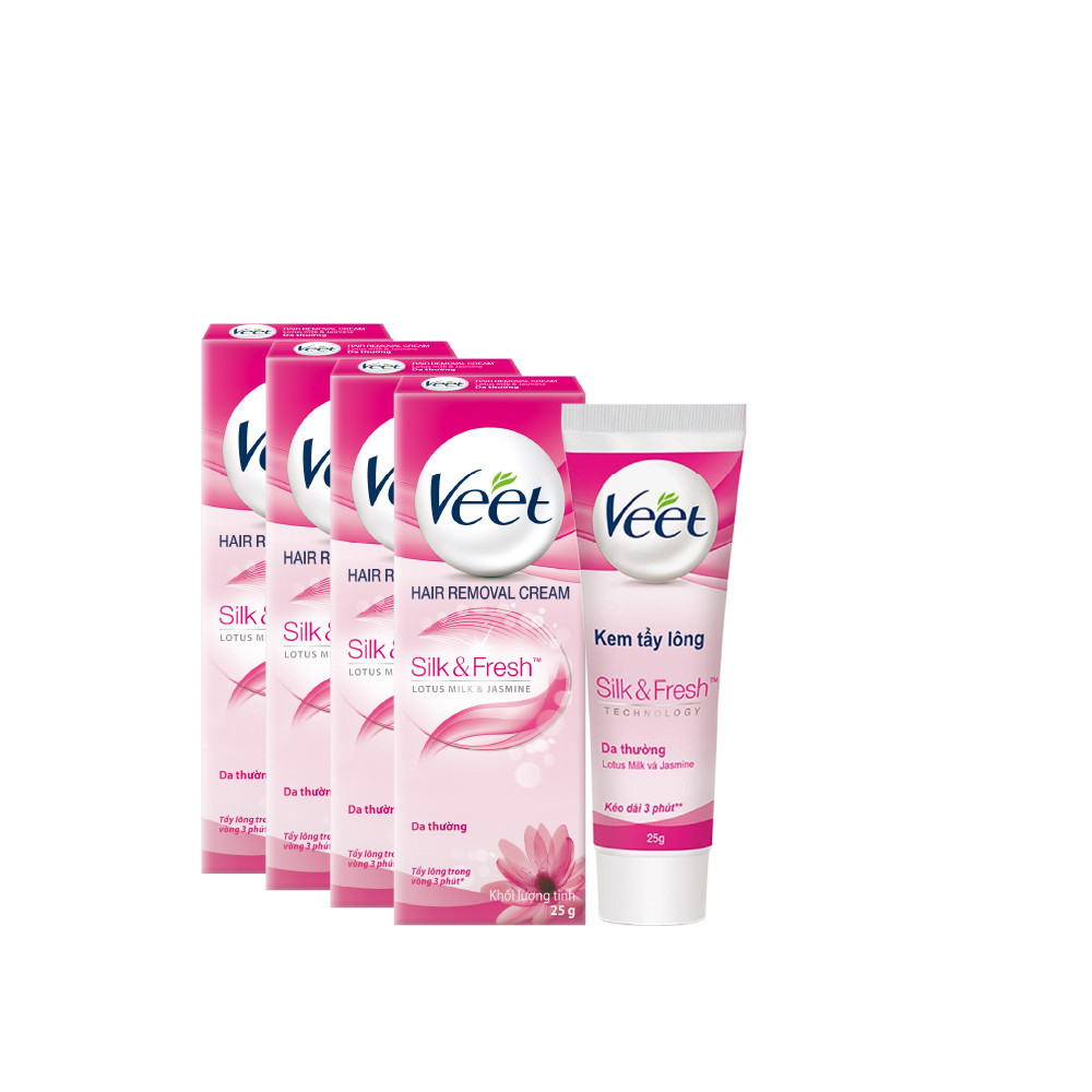 Combo 4 tuýp Kem tẩy lông cho da thường Veet Silk Fresh 25G/tuýp