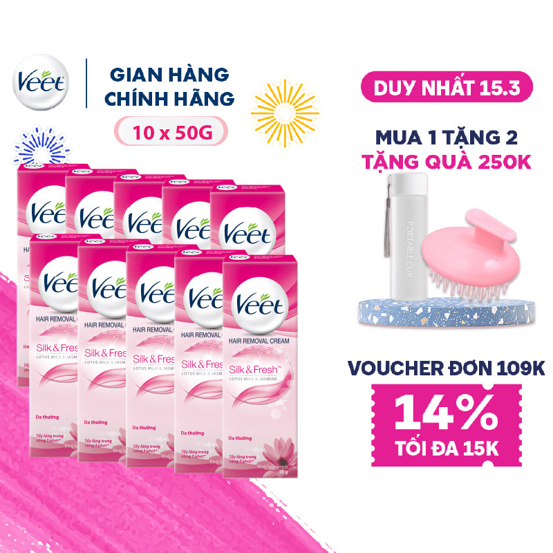 [Mã FMCGVEET71 giảm 8% đơn 150k] Bộ 10 Kem tẩy lông Veet dành cho da thường tuýp 50g