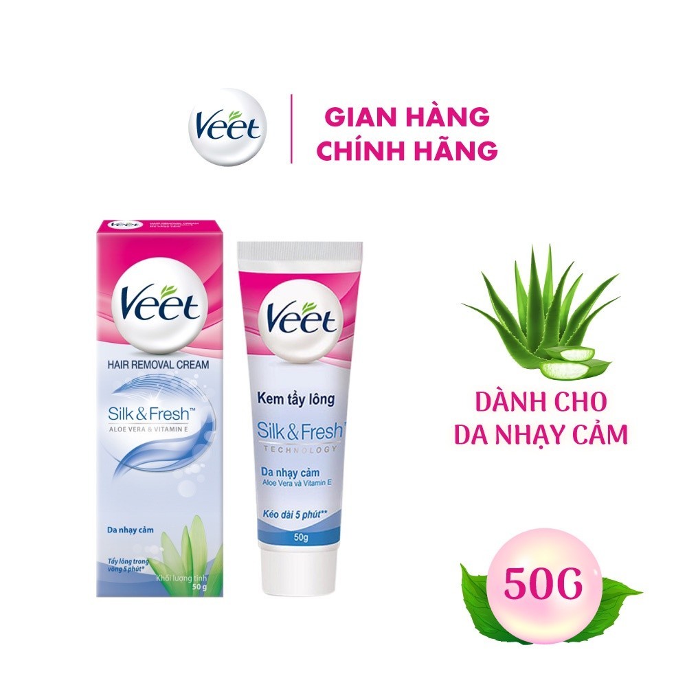 [Mã FMCGVEET71 giảm 8% đơn 150k] Kem tẩy lông cho da nhạy cảm Veet Silk Fresh 50g