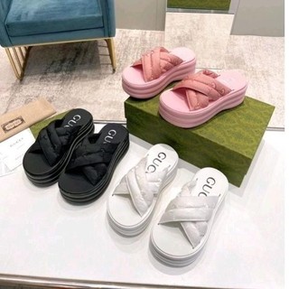 Dép quai chéo gc đế bánh mì cao 4 màu