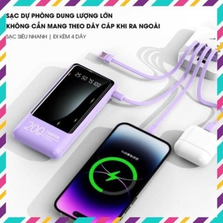 Sạc dự phòng pin 20000mAh AK 121techgenz pin dự phòng dung lượng lớn tích hợp dây sạc nhanh techgenz - techgenz